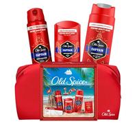 Old Spice Captain - Borsa da viaggio con deodorante a barra, spray e gel doccia
