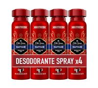 Old Spice Captain - Deodorante per il corpo spray per uomo, 48 ore fresco, 0% sali di alluminio, antimacchia bianche e gialle, 4 x 150 ml (la confezione può variare)