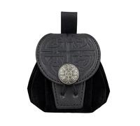 Old Styles - Marsupio in rilievo, per monete, in similpelle, medievale, a cubo, Colore: nero, tipo C