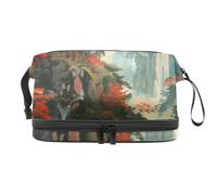 Old Temple on Mountain Top - Beauty case a doppio strato per donne e ragazze, borsa da viaggio per trucchi, pratica borsa organizer con scomparto per pennelli, Multi, 27x15x14 cm/10.6x5.9x5.5 in,