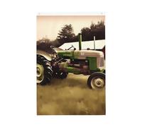 Old Tractor Photo Farm 3 x 5 Ft bandiera, doppia faccia vibranti bandiere da giardino banner benvenuto stagionale cortile banner con occhielli in ottone decorazione sfondo foto per cortile portico