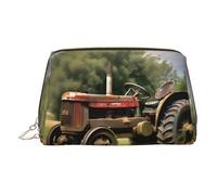 Old Tractor Photoes Farm - Borsa organizer in pelle per articoli da toeletta, da donna, adatta ai viaggi, Oro, Taglia unica, Beauty case