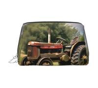 Old Tractor Photoes Farm - Borsa organizer in pelle per articoli da toeletta, da donna, adatta ai viaggi, Argento, Taglia unica, Beauty case