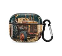 Old Tractor Photoes Farm - Custodia per auricolari Bluetooth a corpo intero, protezione antiurto, custodia rigida con supporto per ricarica wireless con portachiavi, regalo personalizzato per AirPods