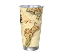 Old Treasure Map Tumbler con coperchi, 590 ml, doppia parete sottovuoto, in acciaio inox, tazza termica da viaggio a tenuta stagna, per bevande calde e fredde