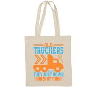 Old Truckers Never Die They Just Down Shift slogan borsa tote in cotone naturale bianco