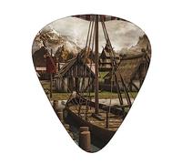 Old Viking Boat - Plettri per chitarra e basso, con scatola portaoggetti, confezione da 12 pezzi, include calibri sottili, medi e pesanti