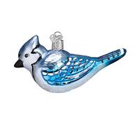 Old World Christmas Bird Watcher Collection Glass Blown Ornaments for Christmas Tree Bright Blue 2.0, Vetro, Azzurro Jay, 4x4