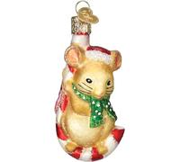 Old World Christmas Decorazione natalizia in vetro soffiato a forma di topo per albero di