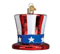 Old World Christmas Glass Blown Ornament Uncle Sams Hat 36206