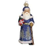 Old World Christmas Glistening Midnight Santa in Vetro soffiato Ornamento