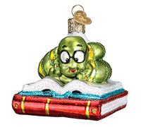 Old World Christmas Ornamenti soffiati in vetro di topo di biblioteca