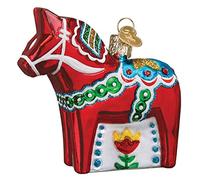 Old World Christmas Ornamento in vetro a forma di cavallo svedese Dala con scatola inclusa 44157