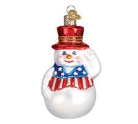 Old World Christmas Ornaments: Assortimento pupazzo di neve in vetro soffiato ornamenti per albero di Natale, Pupazzo di neve Patriottico
