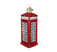 Old World - Città di Natale, luoghi e luoghi di interesse in vetro soffiato ornamenti per albero di Natale inglese Phonebooth