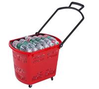 OLDMFZP Carrello della Spesa da 6 Pezzi, Cestino della Spesa in Plastica con 4 Ruote e Maniglia for Supermercati, Negozi al Dettaglio, Librerie,35L/9.2,Rosso
