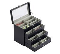 OLDMFZP Organizer for Occhiali da Sole for Donna e Uomo, Scatola for Organizer for Occhiali da Sole con 24 Scomparti, Porta Collezione di Gioielli Multipli con Coperchio for cassetto