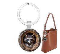 Oldmoom Portachiavi Procione,Portachiavi con Procione nella Tana per Donne | Animali per Donna Viaggio Casa Borsa Zaino Portafogli