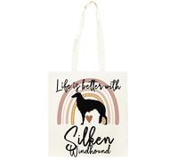 Oldrytee Cane Levriero Serico Shopping Borsa Shopper Unisex Beige In Cotone