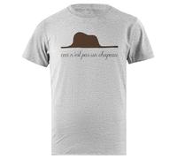 Oldrytee Ceci PAS Un Chapeau Il Piccolo Principe Magritte T-Shirt da Uomo in Cotone Grigia da Uomo