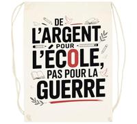Oldrytee De L’argent Pour L’école Sac De Sport Beige En Coton Beige Gym Sack