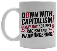Oldrytee Down With Capitalism Ceramic Mug Drinking Cup White