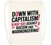 Oldrytee Down With Capitalism Cotton Training Bag Beige Gym Sack