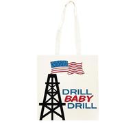 Oldrytee Drill Baby Drill Con La Bandiera Degli Stati Uniti Shopping Borsa Shopper Unisex Beige In Cotone
