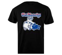 Oldrytee Fu Manchu T-Shirt da Uomo in Cotone Nera da Uomo