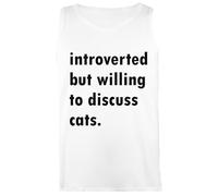 Oldrytee Introverso Ma Disposto A Parlare di Gatti Canotta T-Shirt Senza Maniche da Donna Bianca