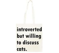 Oldrytee Introverso Ma Disposto A Parlare Di Gatti Shopping Borsa Shopper Unisex Beige In Cotone