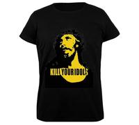 Oldrytee Kill Your Idols T-Shirt da Donna in Cotone Nera da Donna