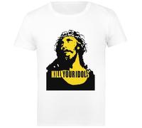 Oldrytee Kill Your Idols T-Shirt da Uomo in Cotone Bianca da Uomo