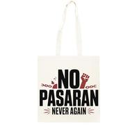 Oldrytee No Pasaran Never Again Shopping Beige Unisex Totebag Cotton