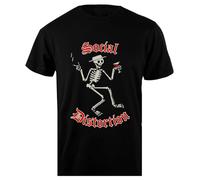 Oldrytee Social Distortion Crest Skelly T-Shirt da Uomo in Cotone Nera da Uomo