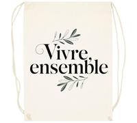 Oldrytee Vivre Ensemble Sac De Sport Beige En Coton Beige Gym Sack
