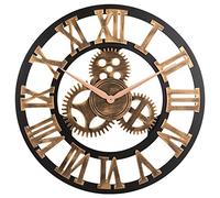 Oldtown Clocks Silenzioso silenzioso orologio da parete 3d (retrò rustico paese decorativo lusso arte grande annata in legno) 23 pollici Romano-anti-bronzo