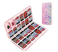 OLDZHU Custodia Porta Cartucce per Nintendo Switch,Rosa Carino Porta Schede per Nintendo Switch OLED Gioco per 24 Schede di Gioco e 24 Schede di Memoria TF,Guscio Duro e Fodera morbida in gomma