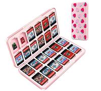 OLDZHU Custodia Porta Cartucce per Nintendo Switch,Rosa Carino Porta Schede per Nintendo Switch OLED Gioco per 24 Schede di Gioco e 24 Schede di Memoria TF,Guscio Duro e Fodera morbida in gomma