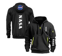 OLEBYKEZ Felpe con Cappuccio da Uomo Morbide per La N.A.S.A Mezza Cerniera Abbigliamento Sportivo Cappotti Stampa Primavera Autunno Manica Lunga Palestra-HeiSe||3X_l