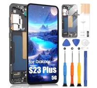 OLED per Samsung Galaxy S23+ 5G LCD Schermo per Galaxy S23 Plus 5G SM-S916B SM-S916B/DS SM-S916U LCD Touch Screen Assembly con Riparazione Kit(Nero con Cornice, Supporto Impronte Digitali, US Version)