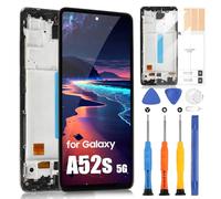 OLED Schermo per Samsung Galaxy A52s 5G A528B LCD Display Touch Screen Assemblea Sostituzione Schermo di Vetro Digitalizzatore con Riparazione Kit (6,5 ", Supporto per Impronte digitali)