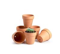 OLEEP Vaso di argilla - Confezione da 6 grandi vasi di terra cotta con foro di drenaggio, vaso di terracotta per piante da interni ed esterni (16 cm)