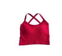 OLEETS Canotta Da Donna - Canotta Sexy Da Donna Senza Schienale, Tinta Unita, Estiva, Slim, Senza Maniche, Alla Moda, Per Feste E Streetwear, Con Fondo A T-Shirt, Rosso, M