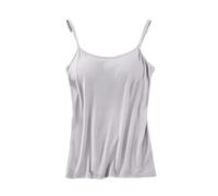 OLEETS Canotta Da Donna - T-Shirt A Tinta Unita Con Fondo Sottile, Top Casual Sexy, Morbidi E Comodi, Gilet Estivo Con Scollo A V, Senza Maniche, Canotta Semplice, Grigio, L