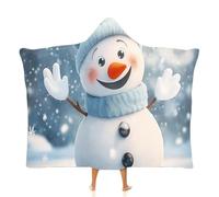 OLEETS Coperta Con Cappuccio Unisex -Pupazzo Di Neve Che Indossa Una Sciarpa A Natale Coperte Per Divano E Tv Per La Famiglia, Morbide E Calde, Per Uomo E Donna, In Morbido Pile, Per L'Autunno E L'