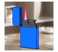OLELY Accendino Antivento, Accendino Gonfiabile con Coperchio Ribaltabile, Accendino Torcia a butano, accendini a Fiamma Rossa in Metallo, Regalo for Uomo (Color : Blu)