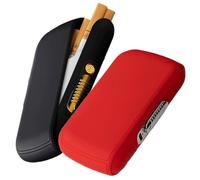 OLELY Mini portasigarette con Accendino, portasigarette Contiene 10 Pezzi di Sigarette Portatili, Scatola portasigarette Tascabile, Senza Fiamma, Antivento, a Prova di umidità (Color : Black+Red)