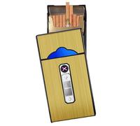 OLELY Portasigarette da Donna con Accendino, Scatola di Sigarette Portatile 20 Pezzi di Sigarette Slim, Custodia portasigarette for accendini USB 2 in 1 for Esterno (Color : Gold Brushed)