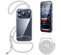 OLEPHY Trasparente Cover con Cordino per iPhone 17 Pro Max 6,9'', Argento | Custodia con Regolabile e Rimovibile Collana, Per Attività all'aperto ed Escursioni | Libertà a Mani Libere,